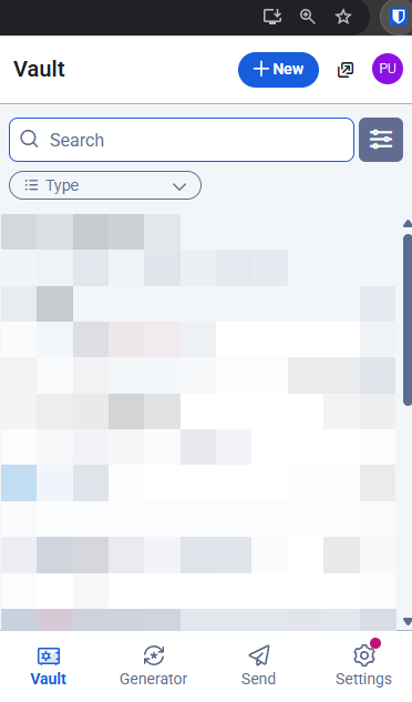 Bitwarden browser extension interface showing autofill options and password generation