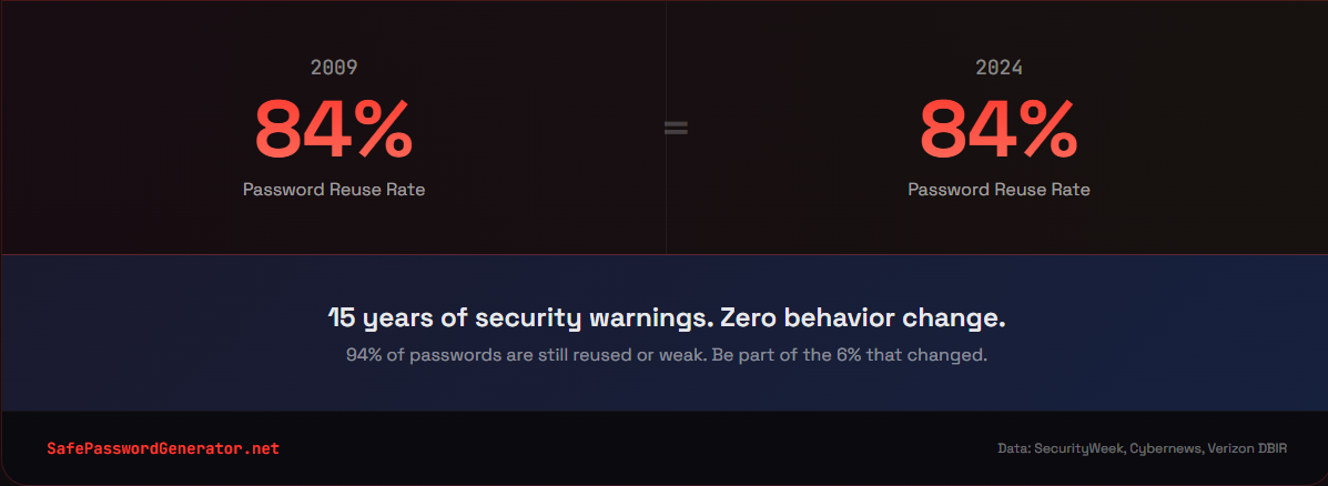 password reuse rate 84 percent unchanged from 2009 to 2024