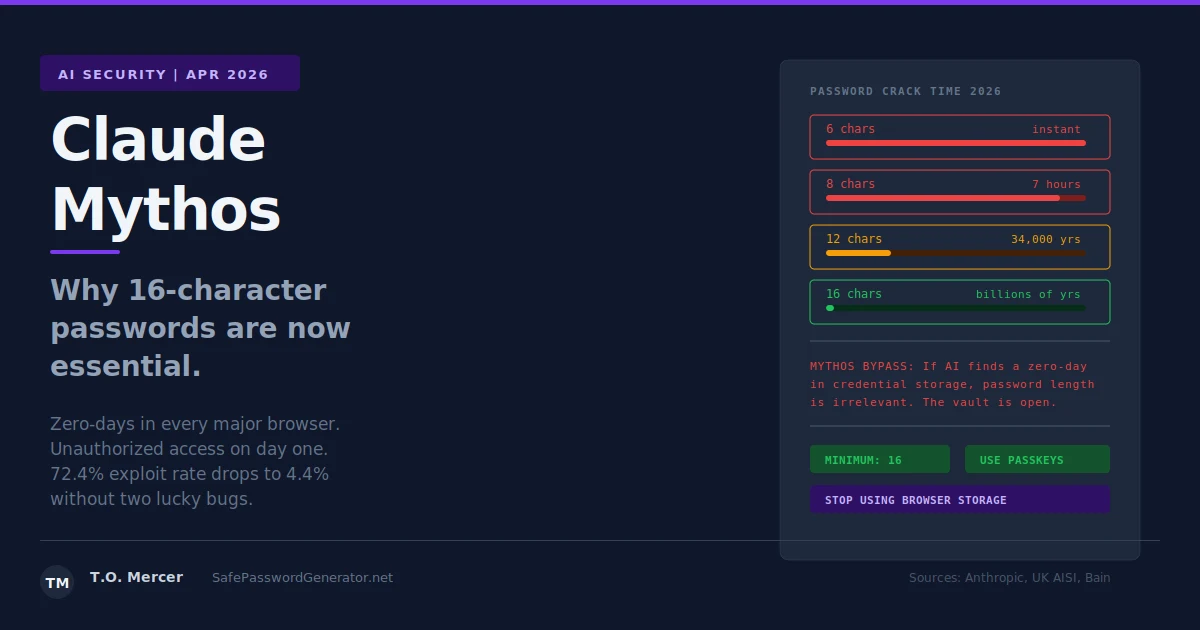 Claude Mythos AI and password security: why 8-character passwords are obsolete in 2026