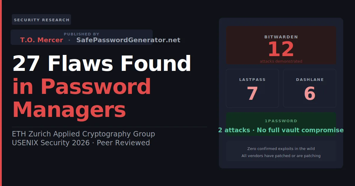 ETH Zurich found 27 security flaws in Bitwarden, LastPass and Dashlane password managers