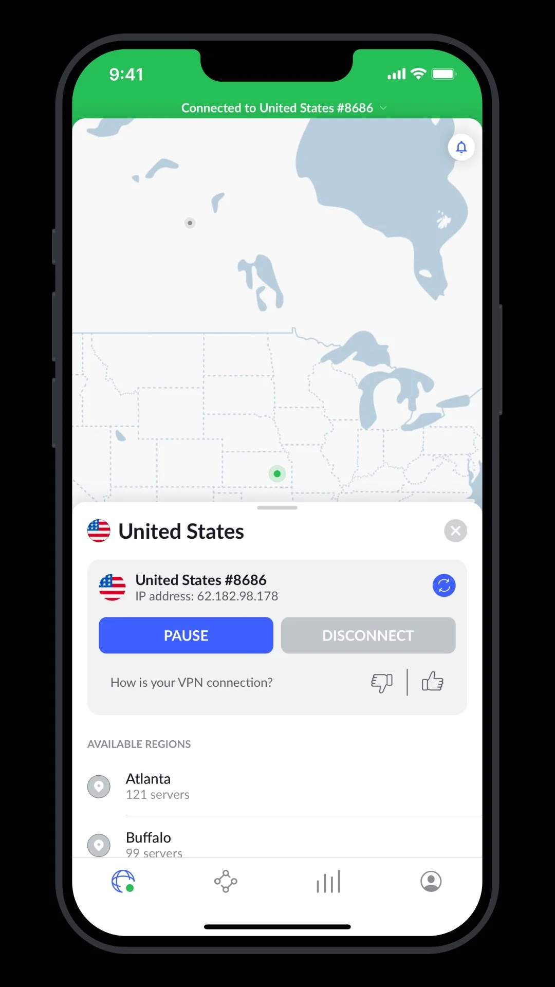 NordVPN connected on iPhone