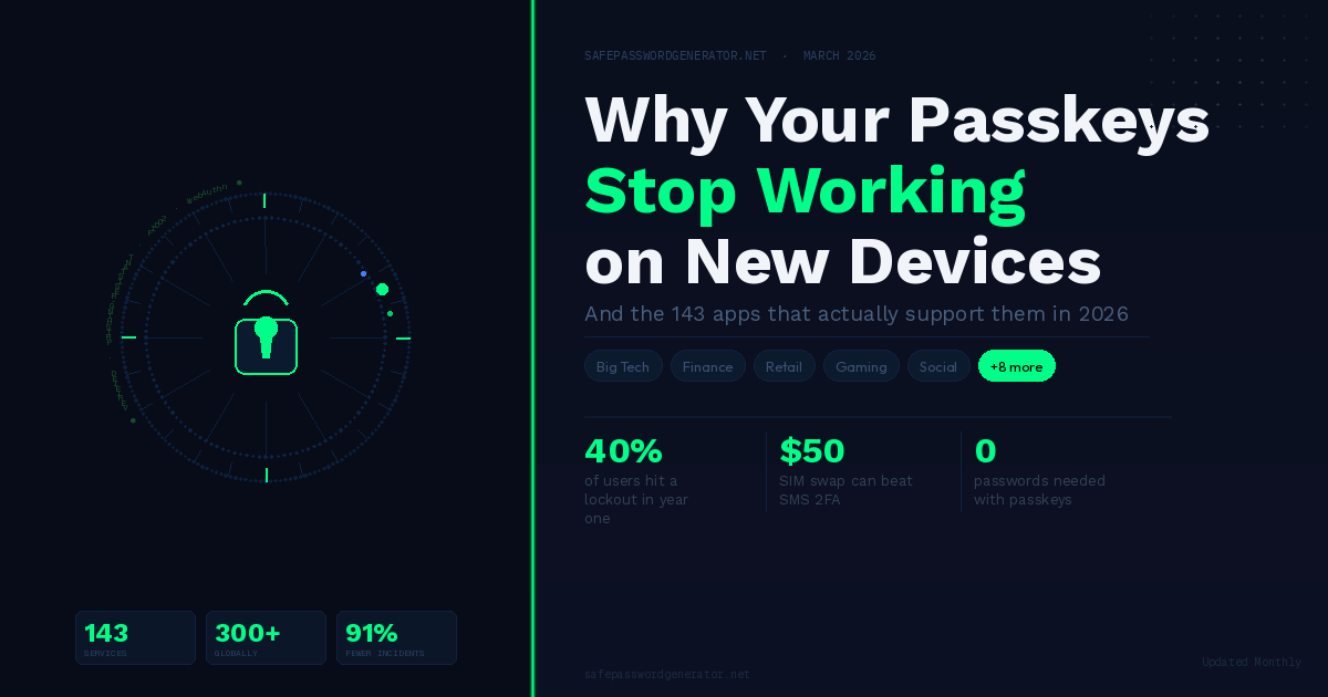 143 apps and services that support passkeys in 2026, organized by category
